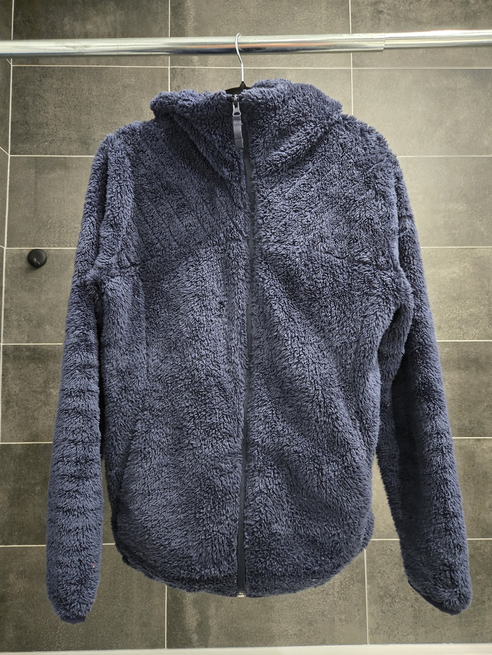 Cozy Plush Full-Zip Hooded Jacket in Deep Navy